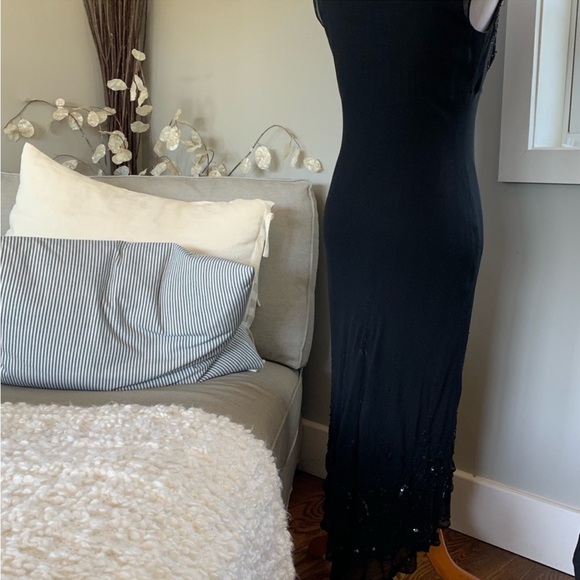 🌹 romantic y2k black dress with beads - 100% silk - Picture 3 of 5